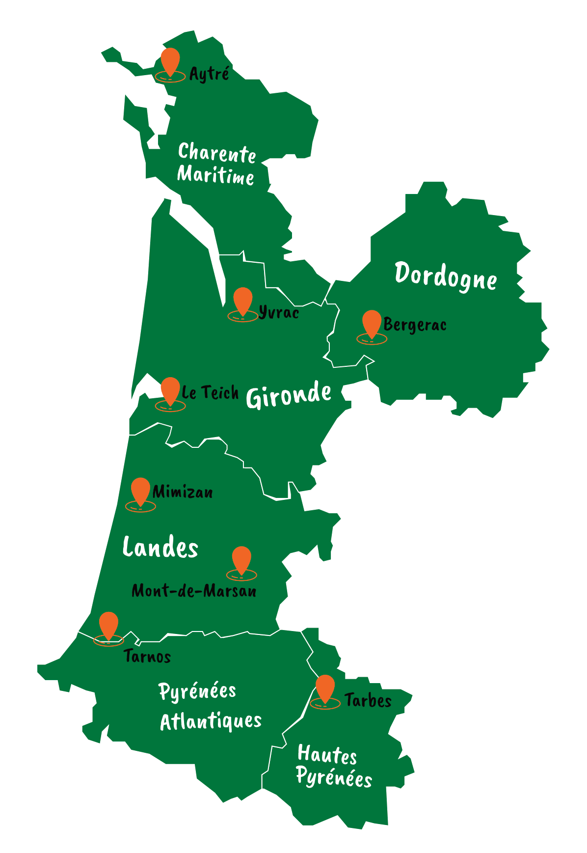 Carte Sud-Ouest des agences ISO&FACE