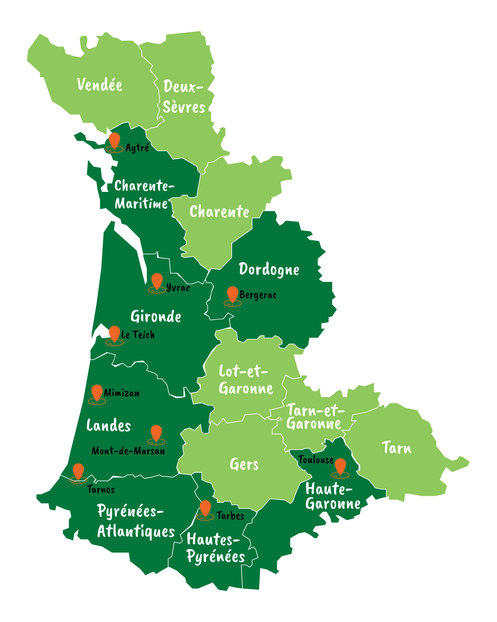 Carte agences ISO&FACE 02:2025 -V2 Carte Sud-Ouest des agences ISO&FACE